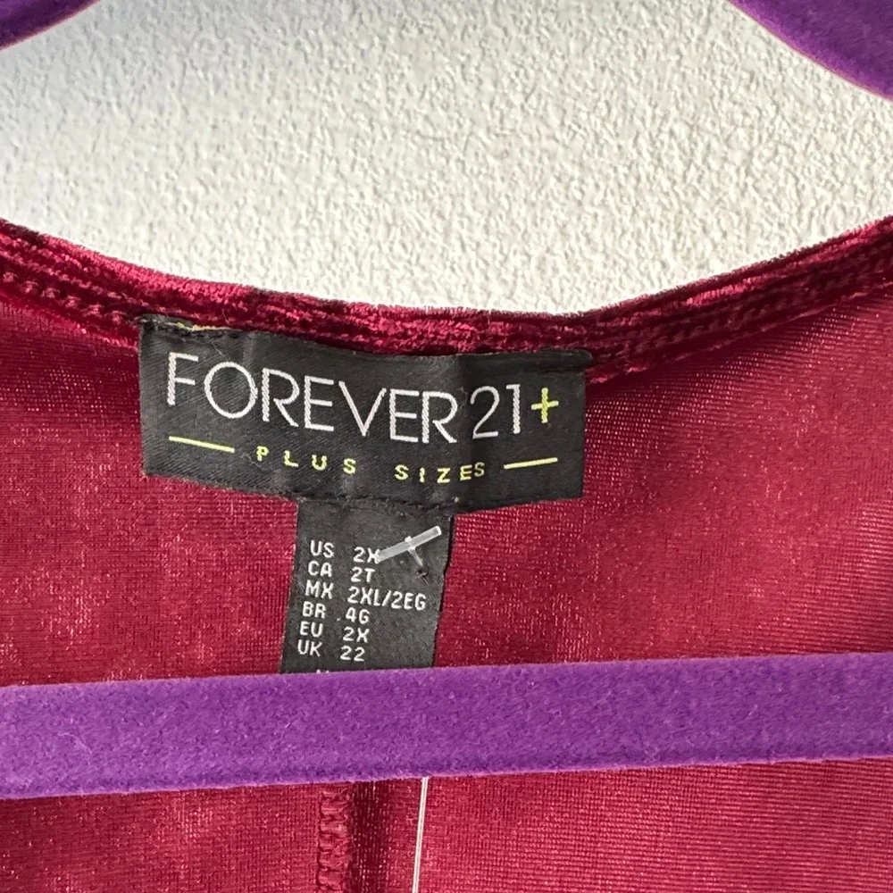 Forever 21 Deep Red Velvet Long Sleeve Dress - Picture 2 of 3